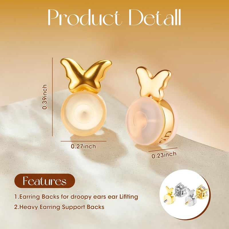 Goffing Earring Backs Replacements for Droopy Ears, Heavy Earrings Lifters, Locking Ear Support for Sensetive Skin, 8 Pairs - Image 5